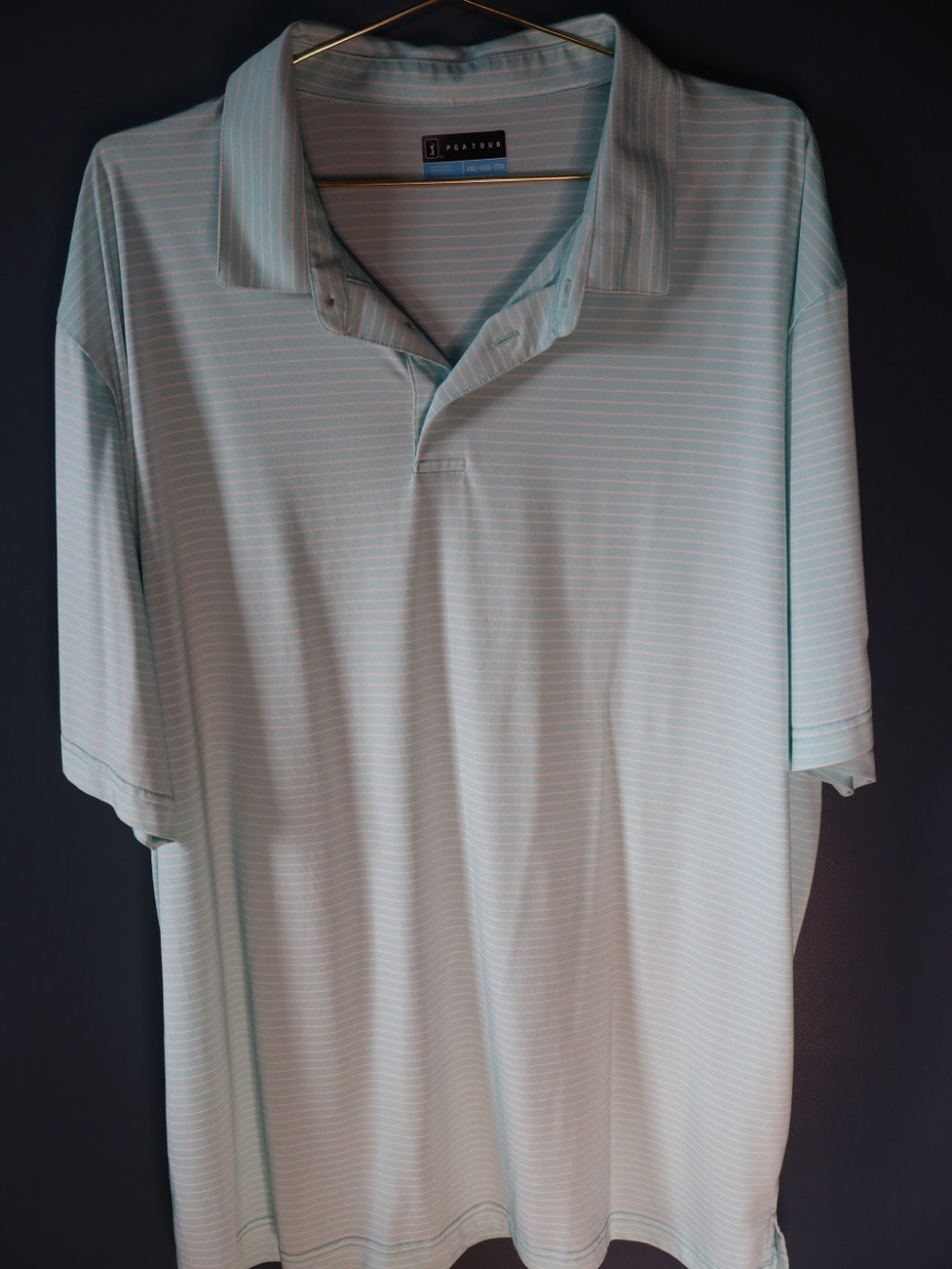 PGA Tour Light Blue Striped Polo
